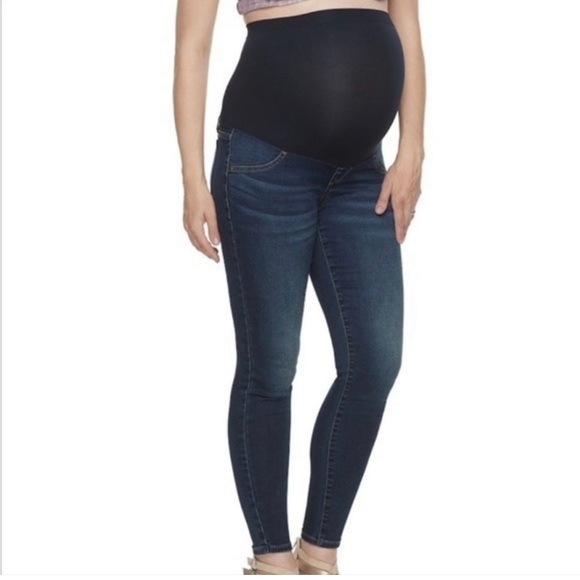 Aglow Maternity Jeggings Size 8 Tummy Panel Dark Wash Stretch Denim Skinny Jean - Picture 5 of 5